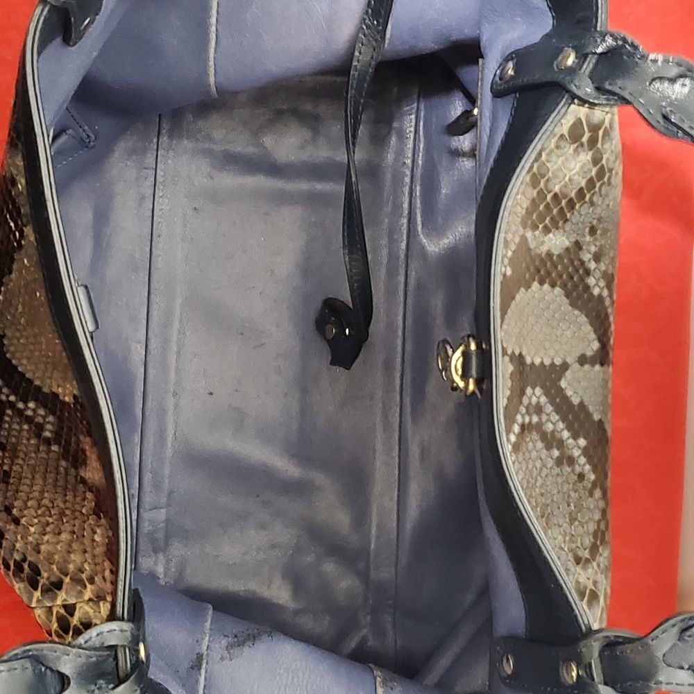 Authentic Gucci Blue Python Craft Tote - image 8